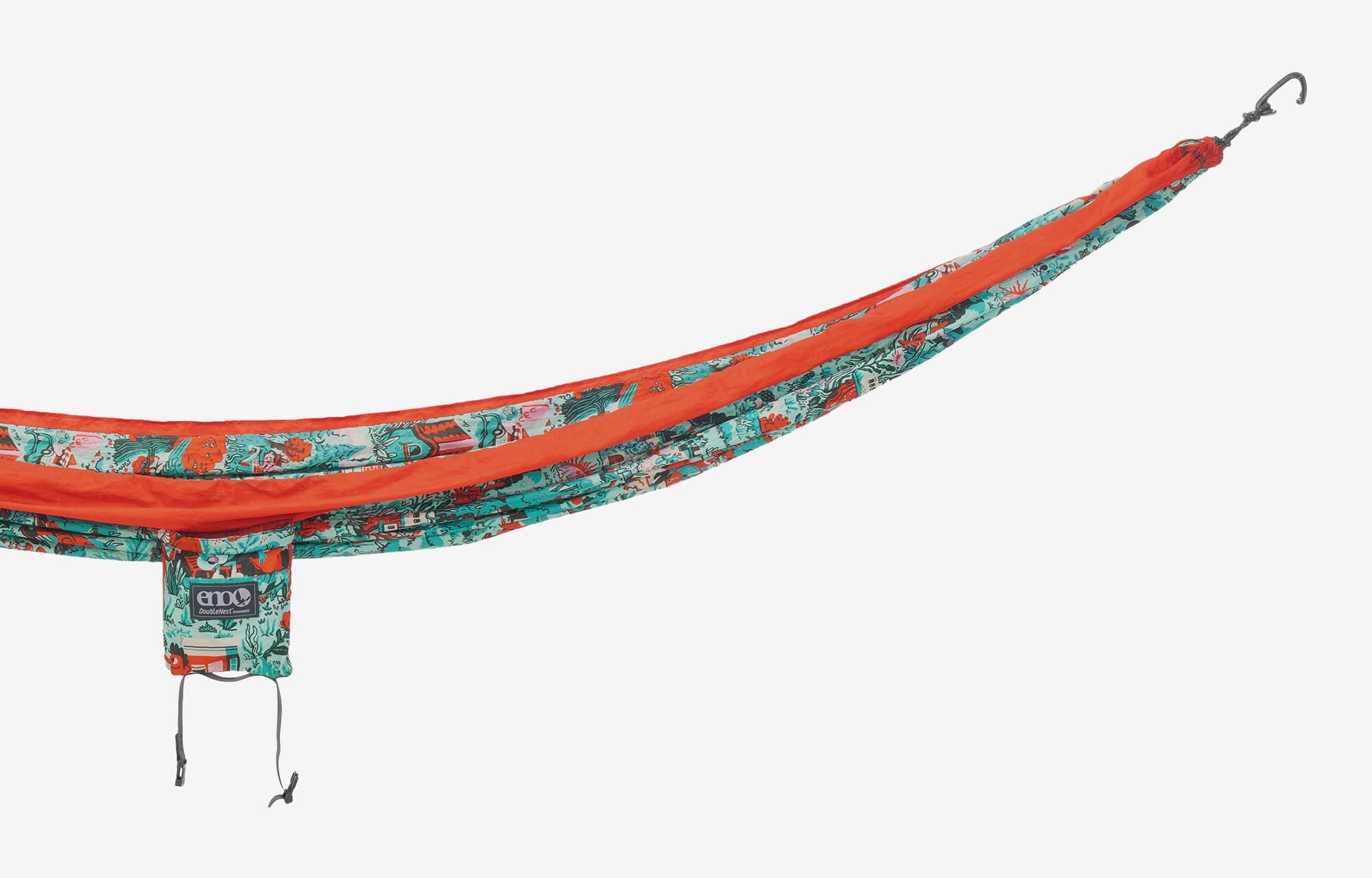 In Good Company hammock detail with orange side panels on a white background