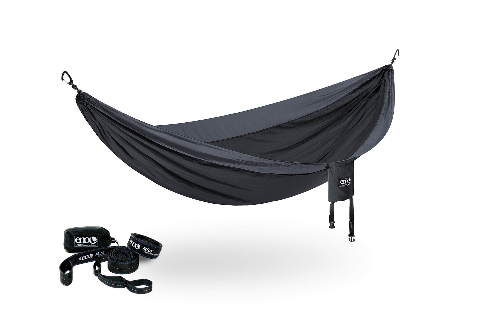 ENO Black/Charcoal SingleNest Hammock + Atlas Straps Bundle