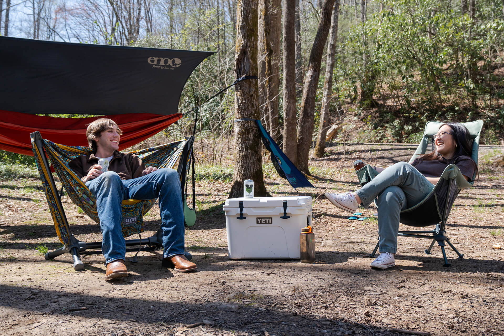 ENO DoubleNest Hammock Print + Parklite Stand Bundle