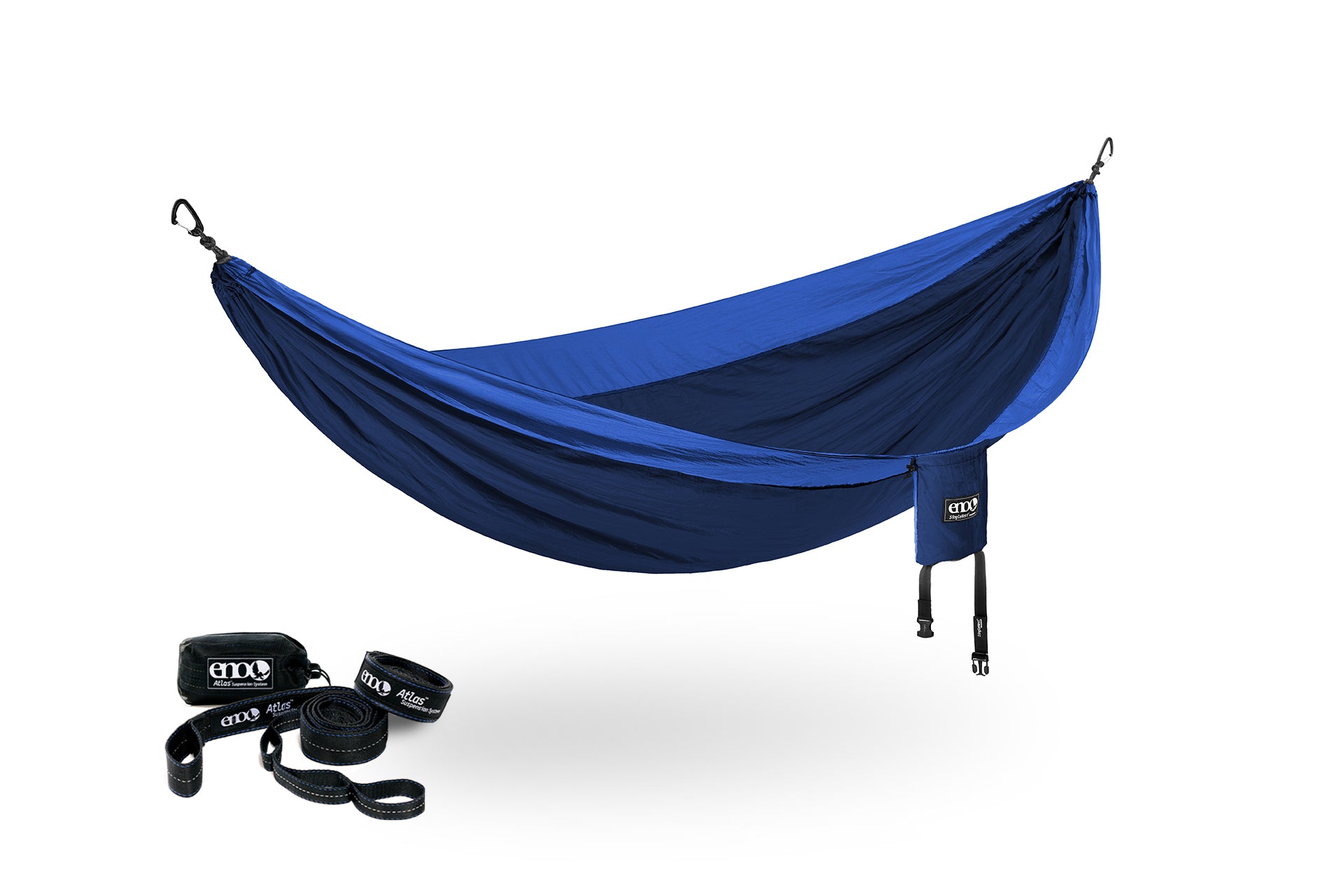 ENO Navy/Royal SingleNest Hammock + Atlas Straps Bundle