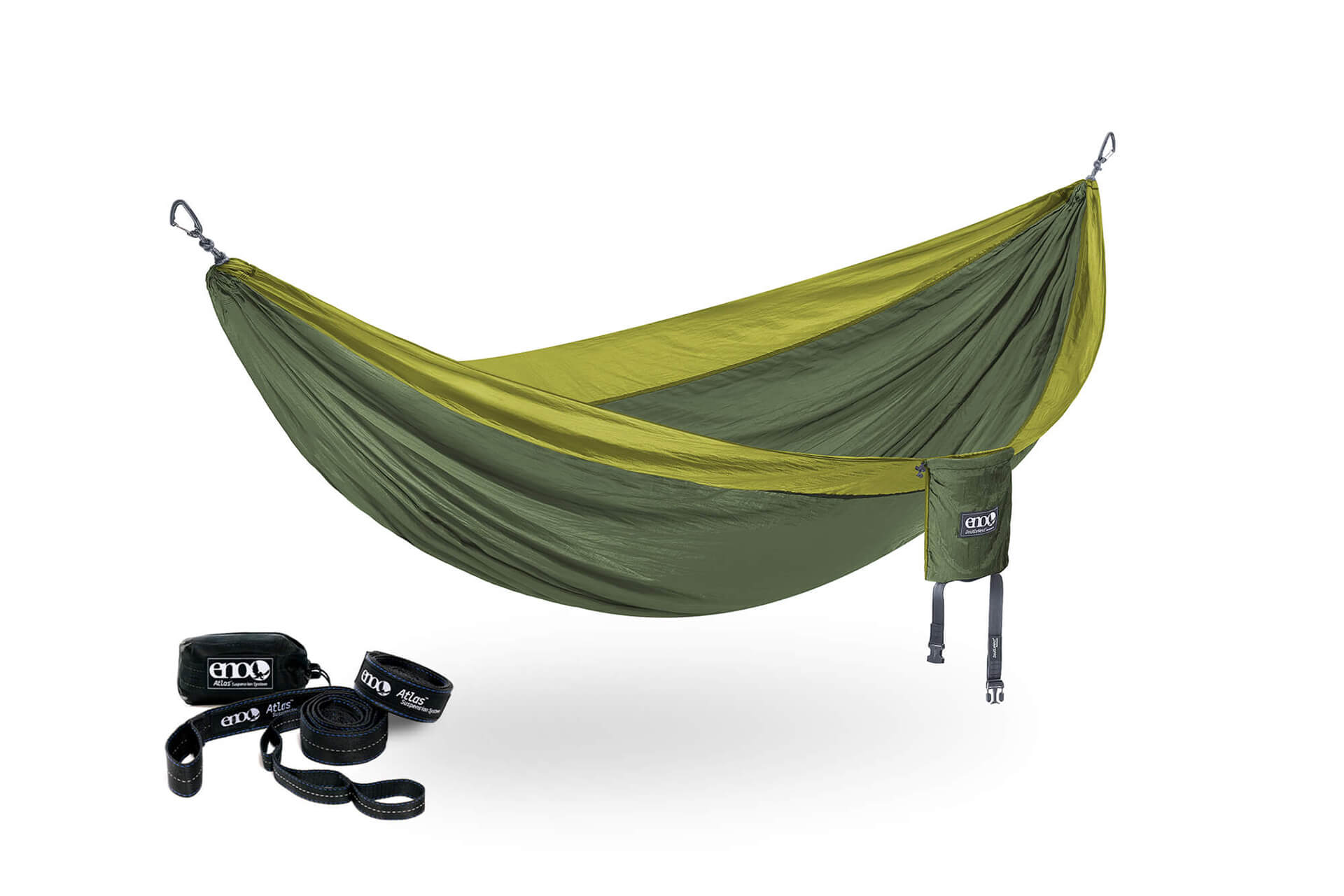 ENO Olive/Melon DoubleNest Hammock + Atlas Straps Bundle