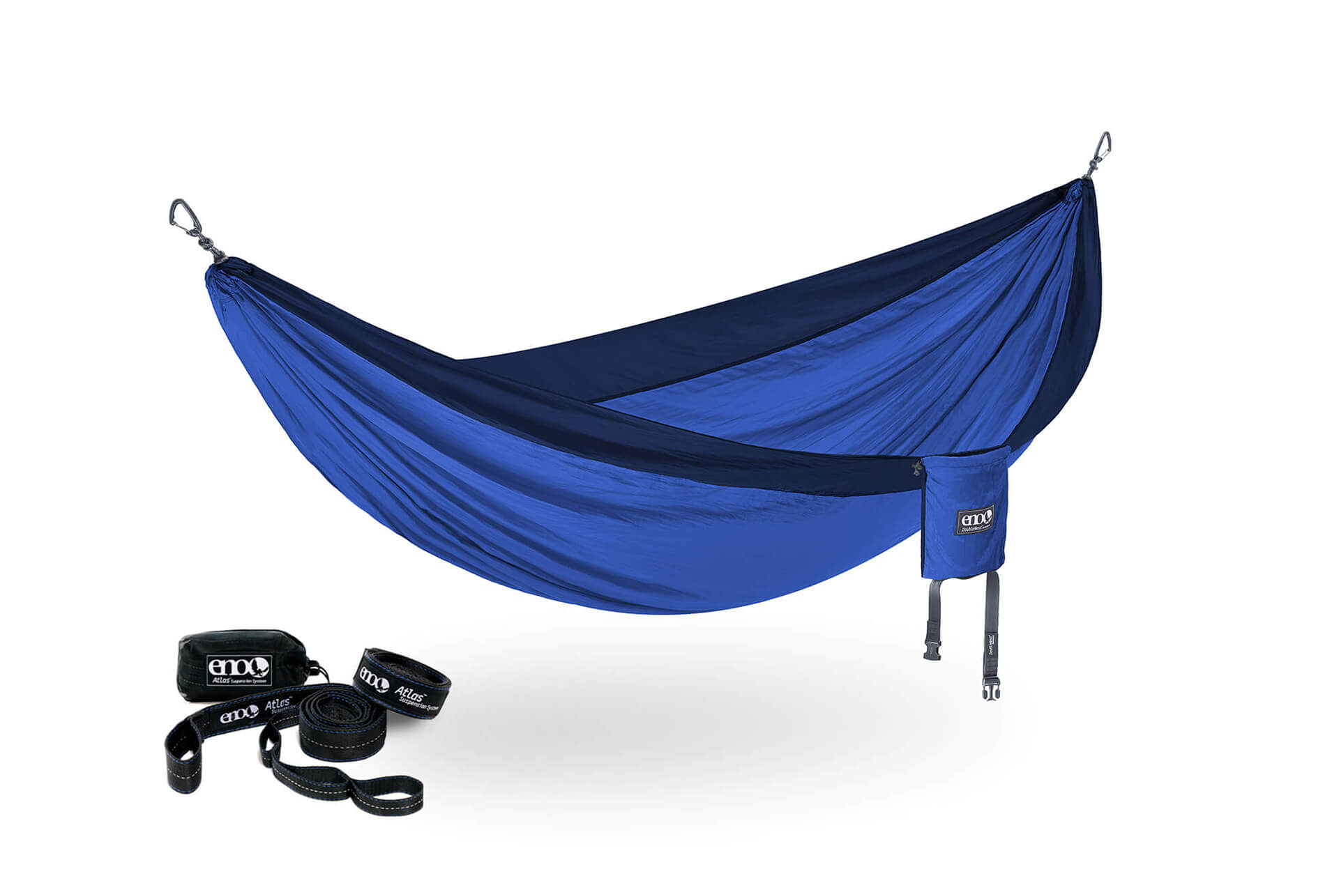 ENO Royal/Navy DoubleNest Hammock + Atlas Straps Bundle