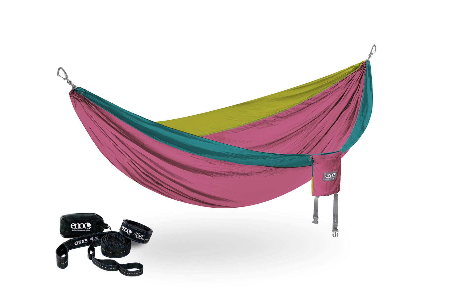 ENO Seafoam/Berry/Melon DoubleNest Hammock + Atlas Straps Bundle