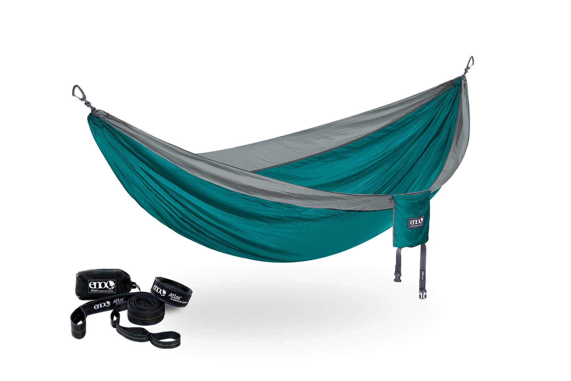 ENO Seafoam/Grey DoubleNest Hammock + Atlas Straps Bundle