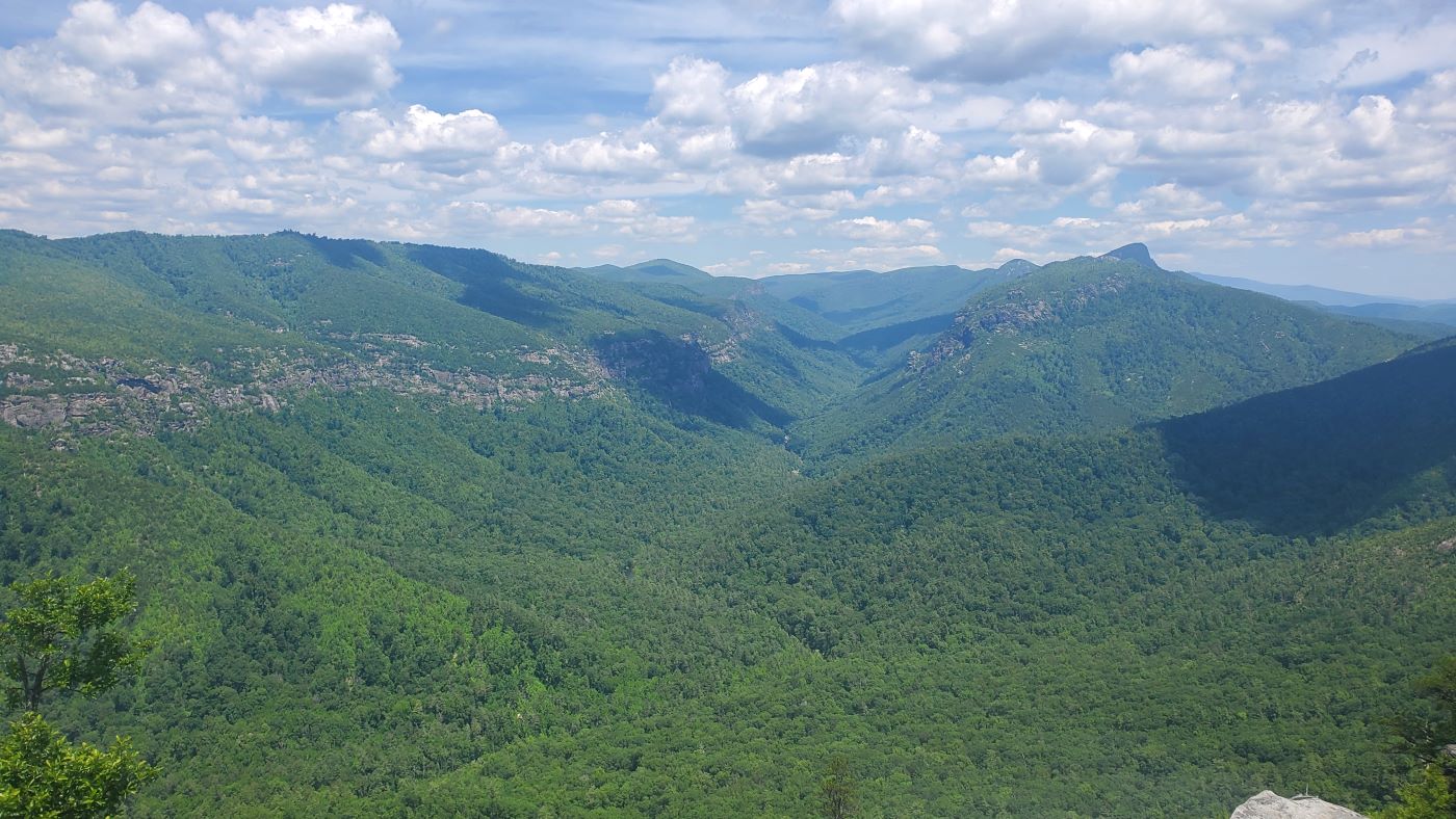 Linville Gorge ENO hammock camping trip view of mountains
