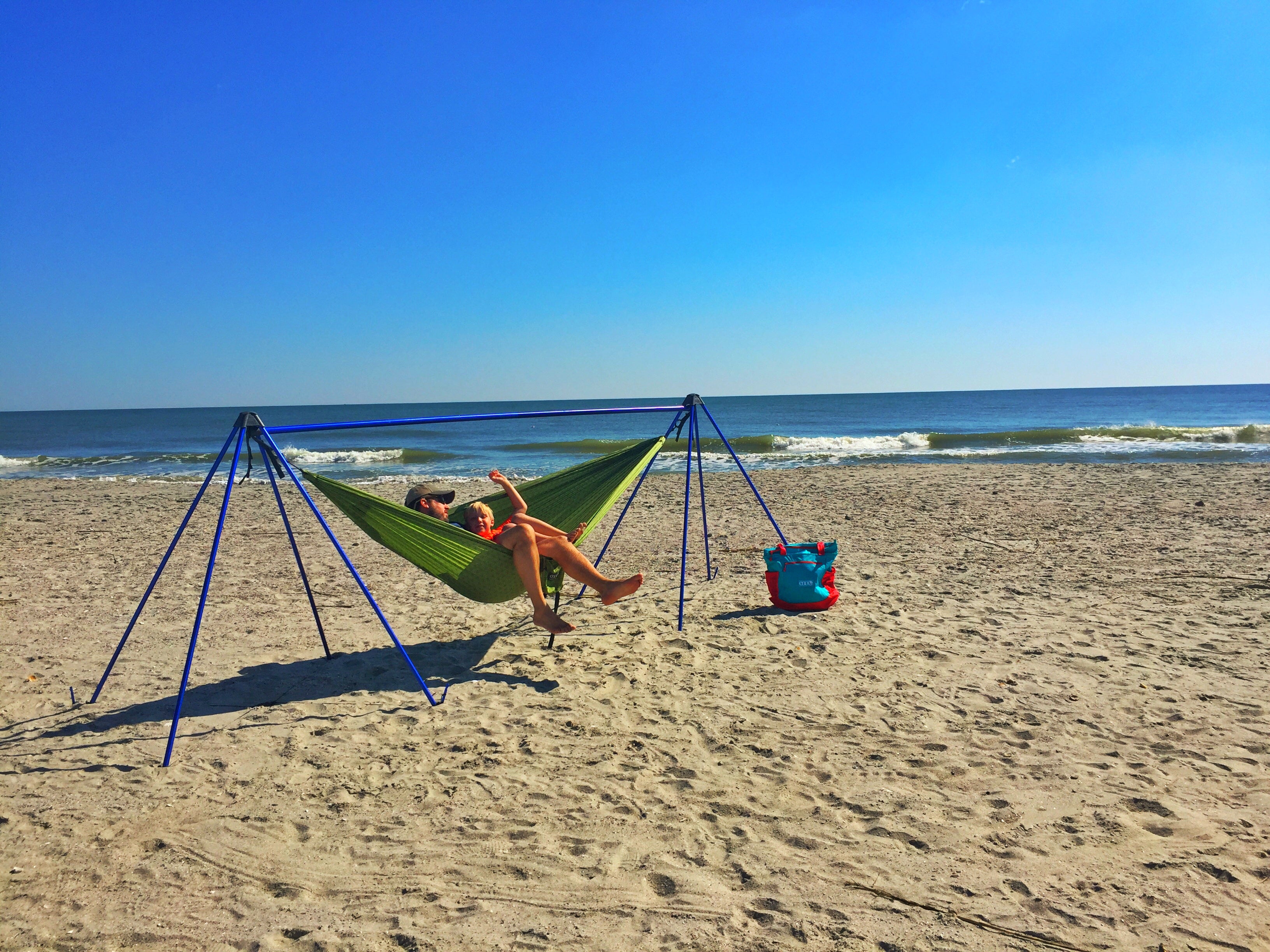 lightweight Nomad Hammock Stand on the beach