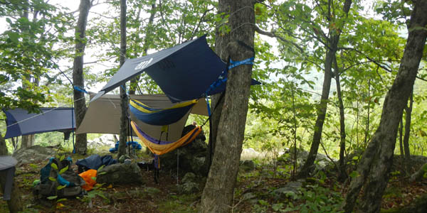 hammock camping in the woods