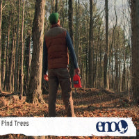 A man looking at trees about to set up his hammock