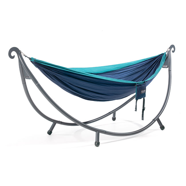 Studio image of ENO SoloPod Hammock Stand on white background.