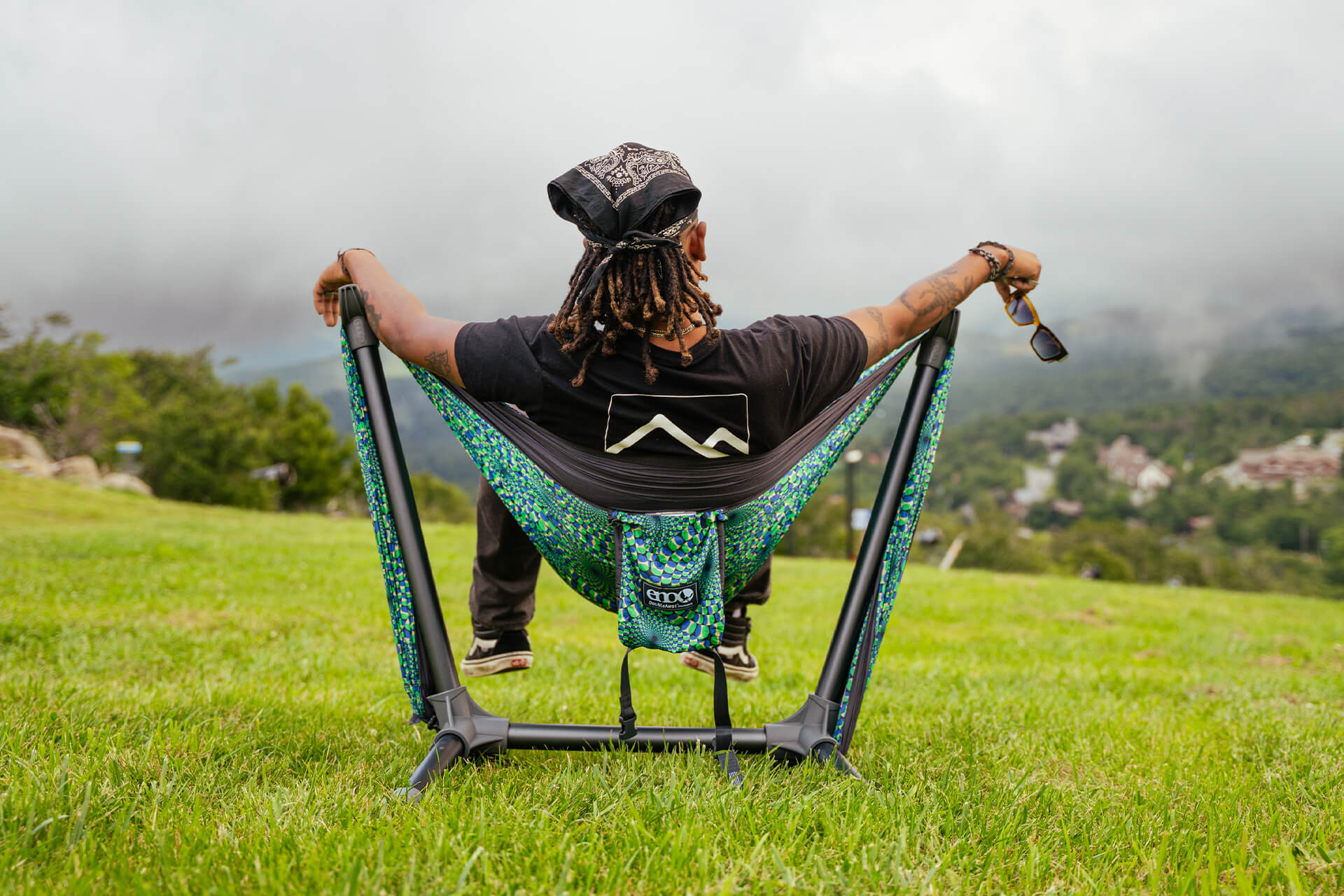ENO DoubleNest Hammock Print + Parklite Stand Bundle