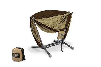 ENO Latte/Chocolate DoubleNest Hammock + Parklite Stand Bundle