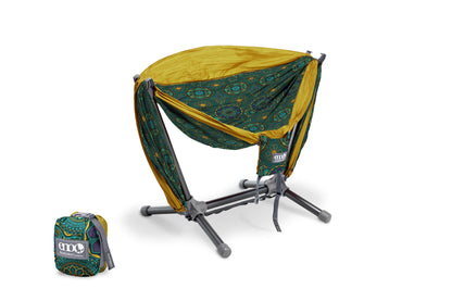 ENO Mantra/Gold DoubleNest Hammock Print + Parklite Stand Bundle