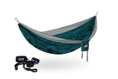 ENO Mountains to Sea/Grey DoubleNest Hammock Print + Atlas Straps Bundle