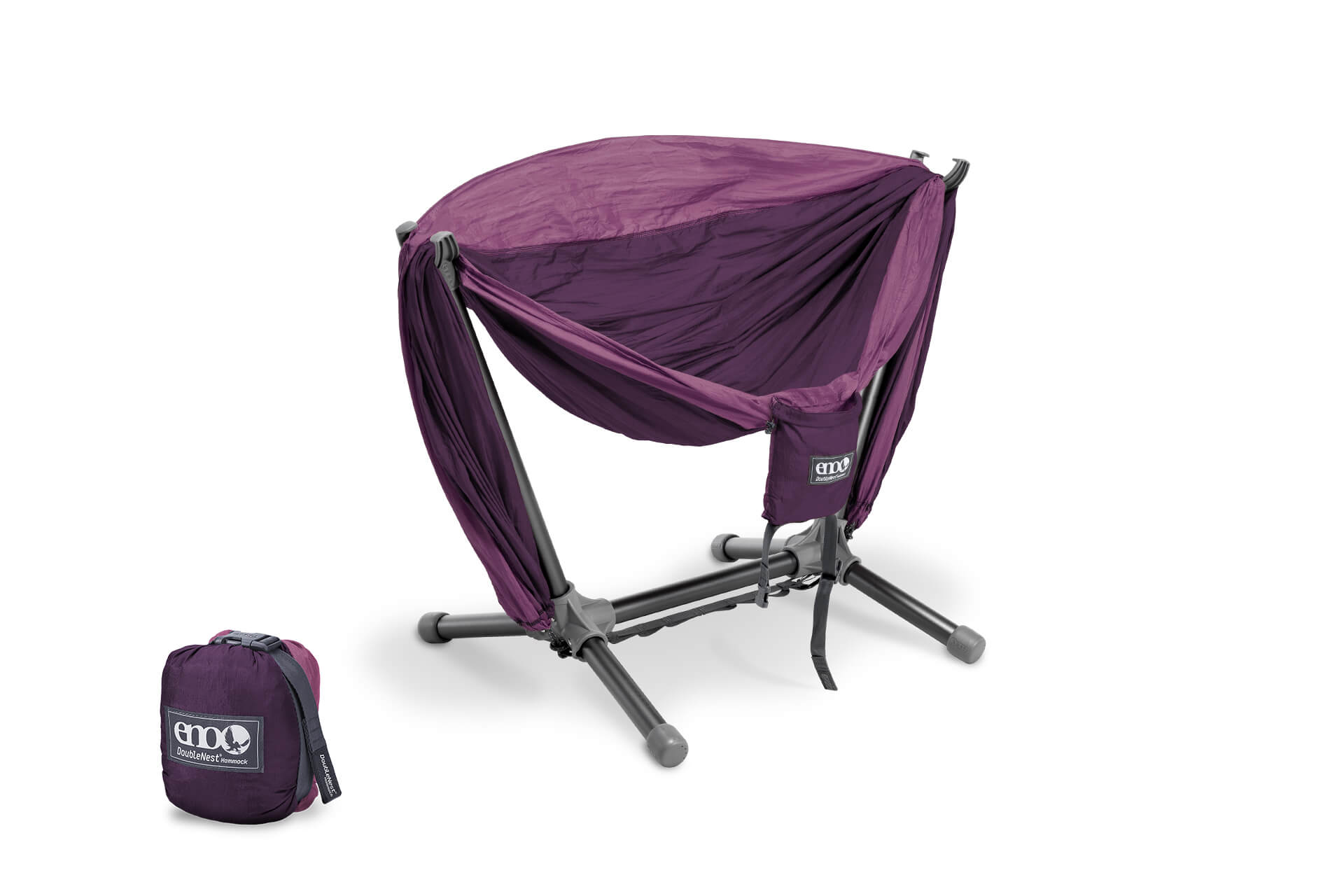 ENO Plum/Berry DoubleNest Hammock + Parklite Stand Bundle