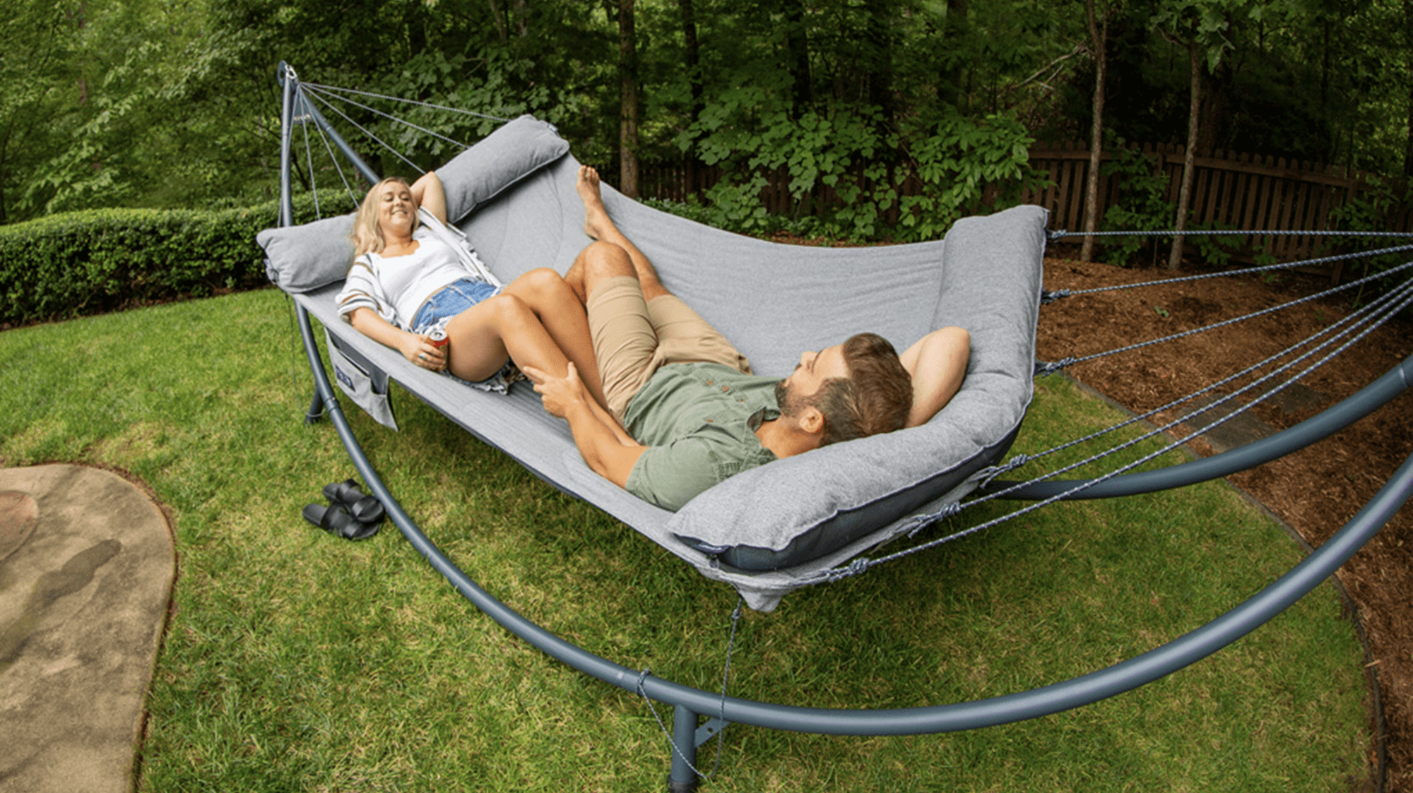 Load video: ENO SuperNest™ Hammock - A Quilted Backyard Hammock